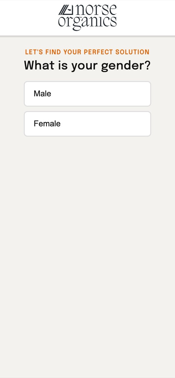 Norse Organics quiz funnel, live client page